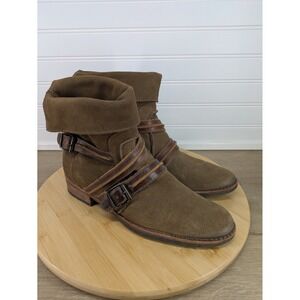 Matisse Prospector Brown Suede Leather Buckle Strap Moto Boots‎ Women 9 Brazil
